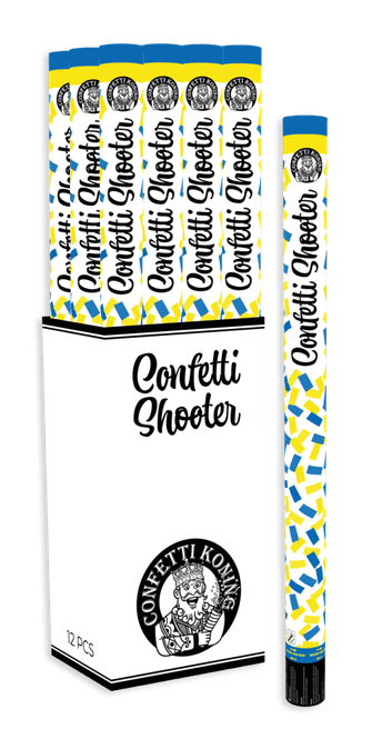 Hoofdbeeld Confetti Shooter Blauw Geel 80 cm